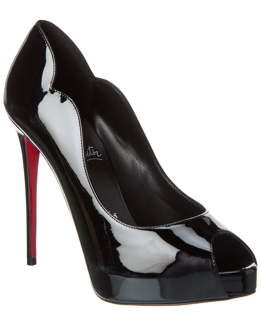 Shop Christian Louboutin Hot Chick Alta 120 Patent Sandal In Black