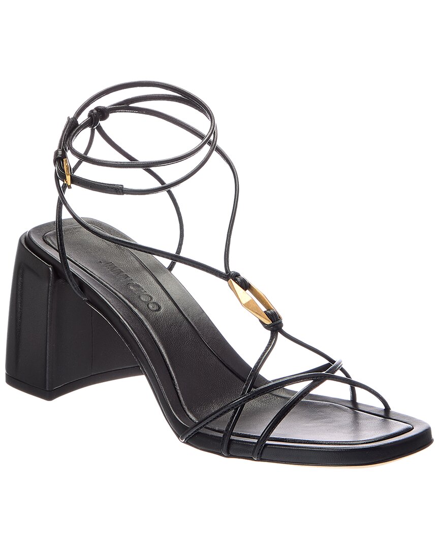 Jimmy Choo Onyxia 70 Leather Sandal In Black