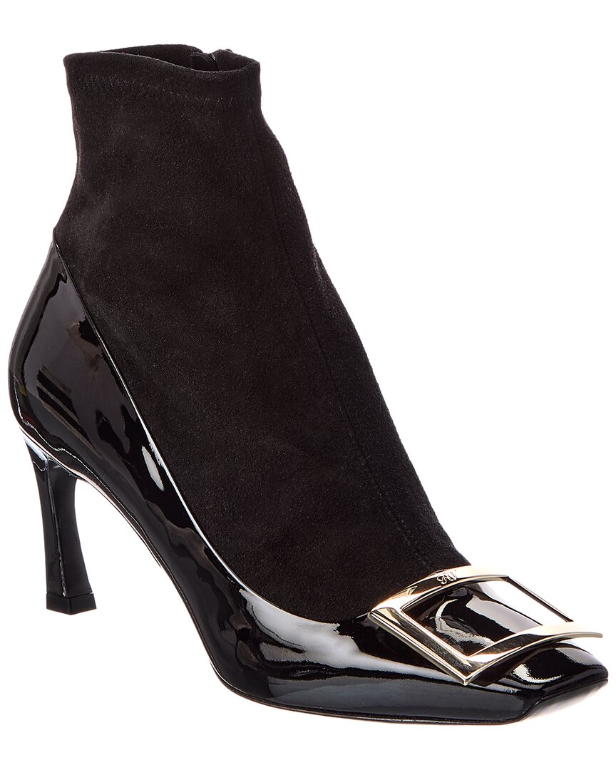 Roger Vivier Suede & Patent Boot In Black