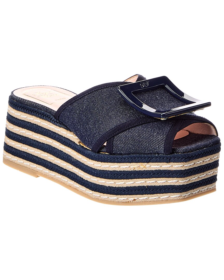 Roger Vivier Denim Platform Sandal In Blue