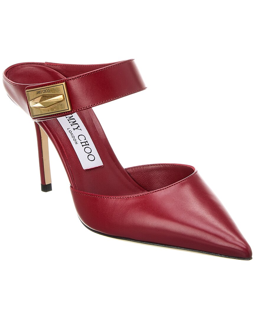 Jimmy Choo Nell 85 Leather Mule In Red