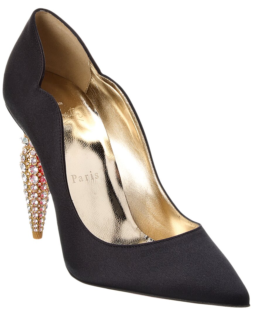 Christian Louboutin Lipstrass 100 Satin Pump In Black