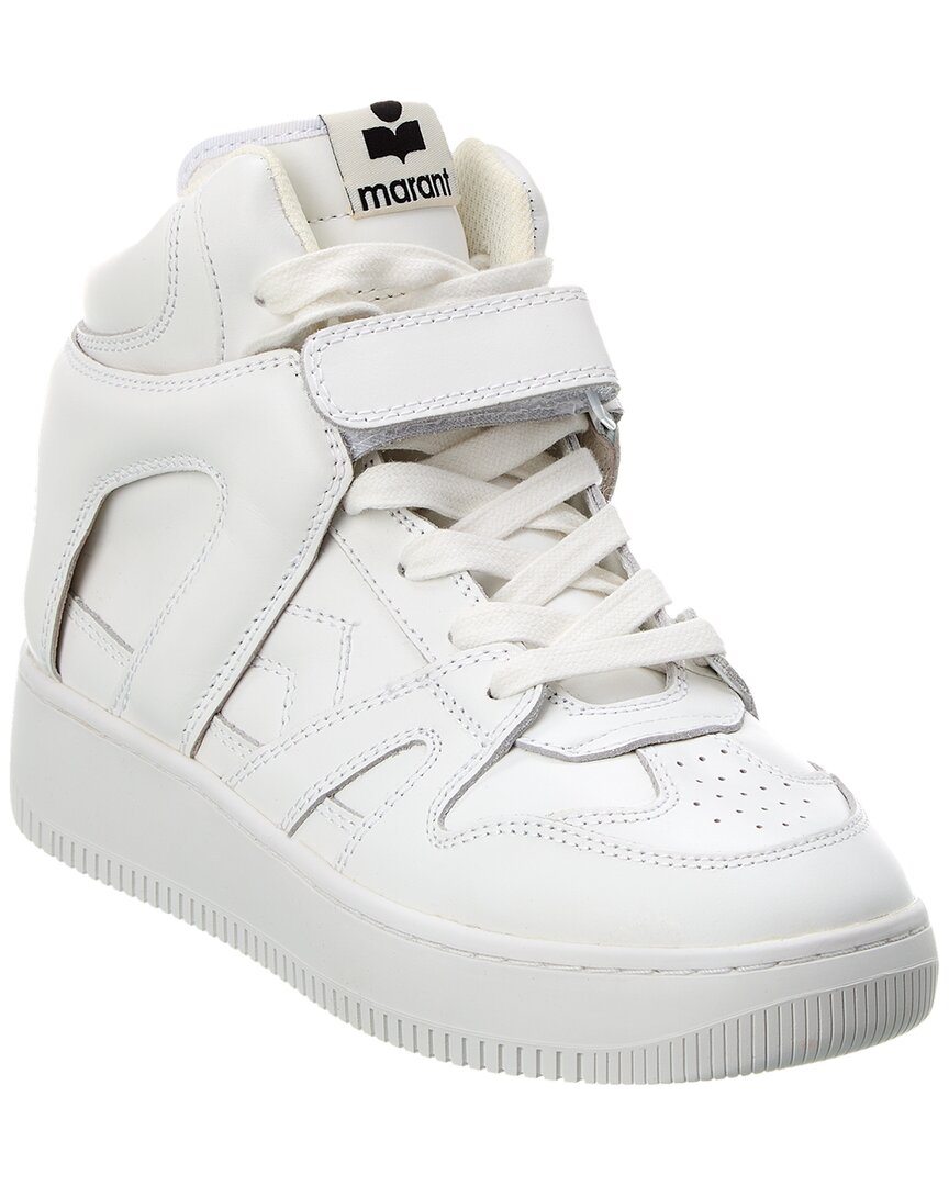 Isabel Marant Brooklee Leather Sneaker In White