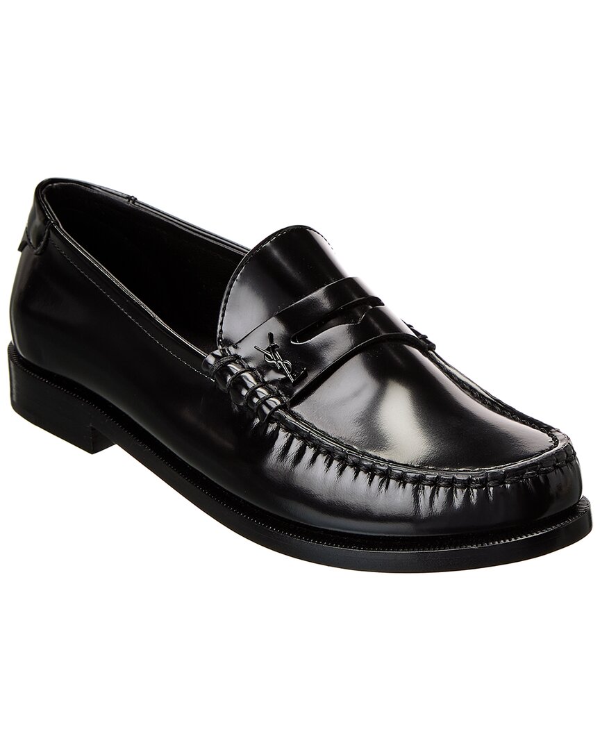 Saint Laurent Le Loafer Black Loafers With Chunky Sole And Cassandre Detail In Smooth Leather Woman In Black
