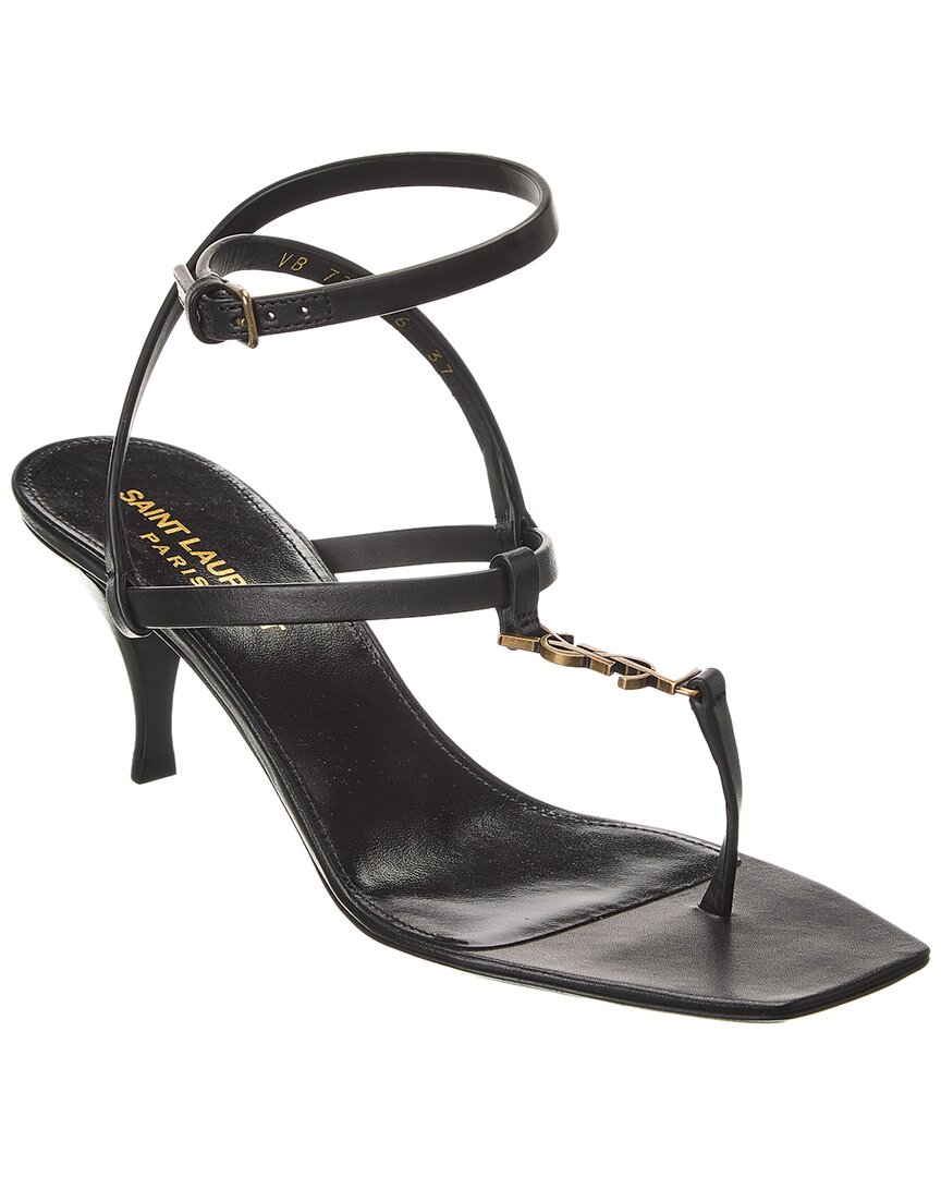 Кожаные сандалии Saint Laurent Cassandra 60 женские черные 37,5