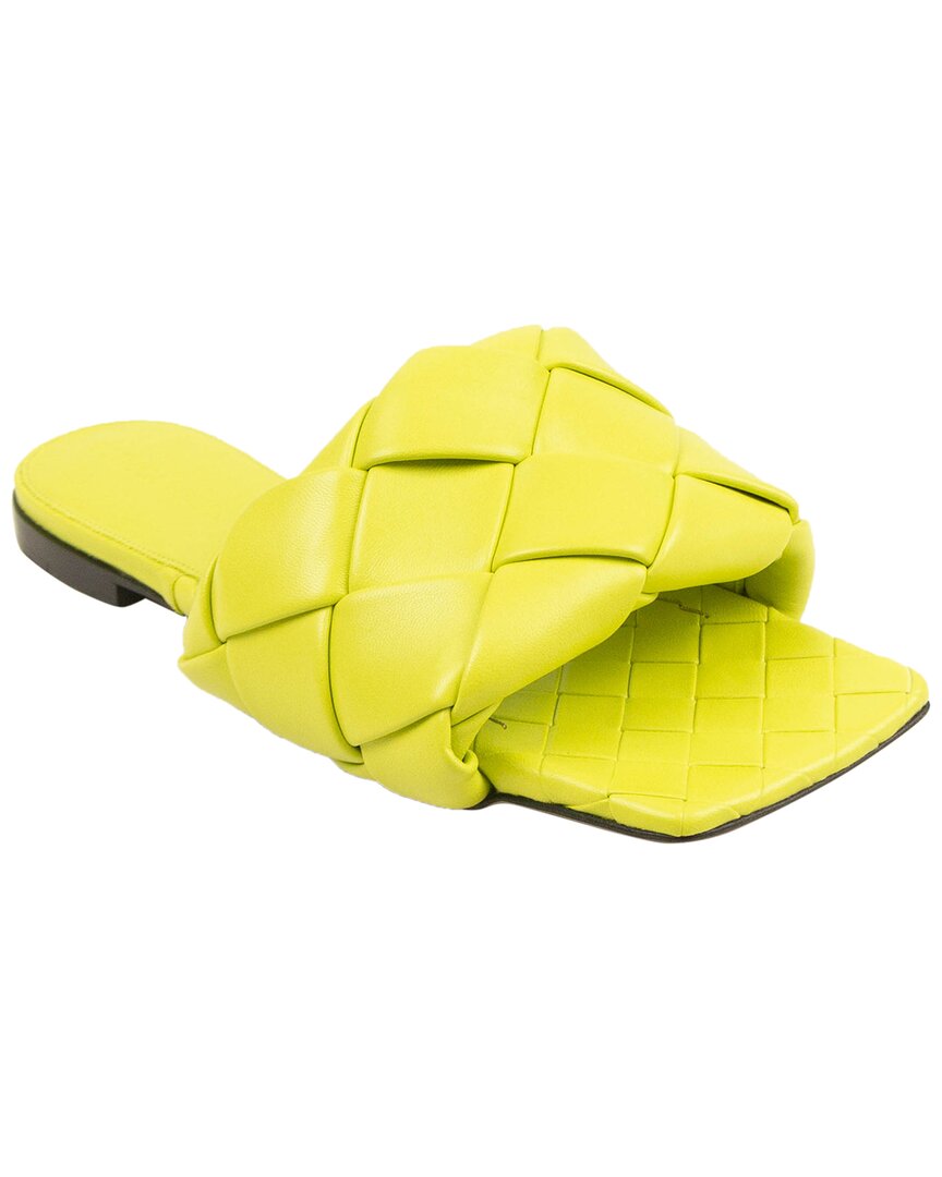 Bottega Veneta The Lido Flat Mules In Intrecciato Nappa Lambskin In Yellow