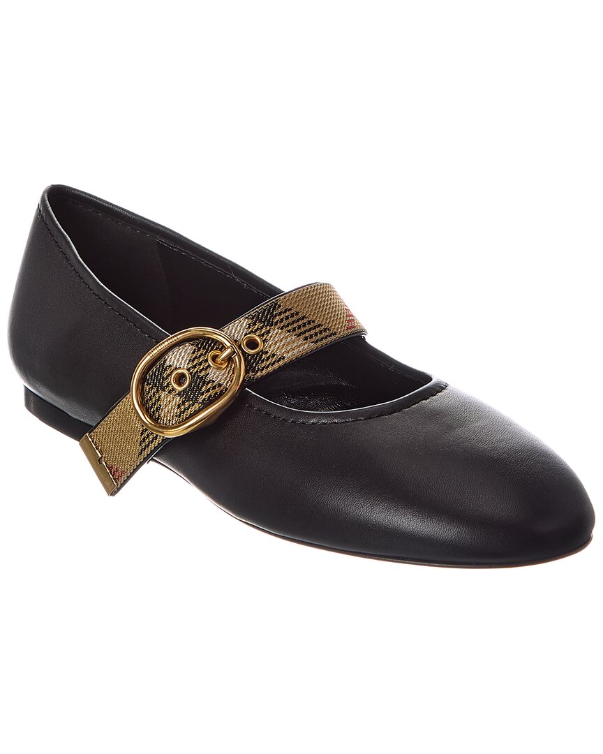 Burberry Check Robin Leather Ballerina Flat In Animal Print