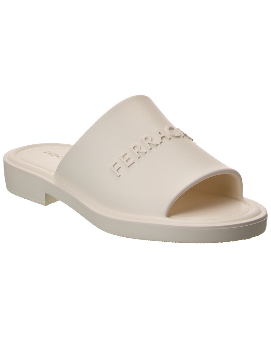 Ferragamo Giuneva 3d Logo Rubber Sandal In White