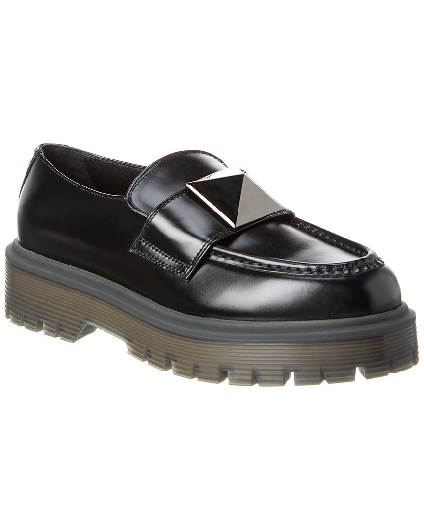 Valentino Garavani Valentino One Stud 45 Leather Loafer In Black