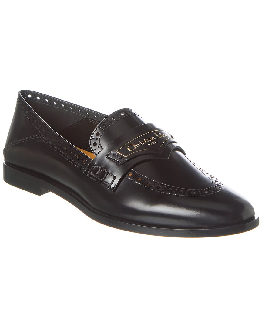 Shop Dior Boy Leather Loafer In Black