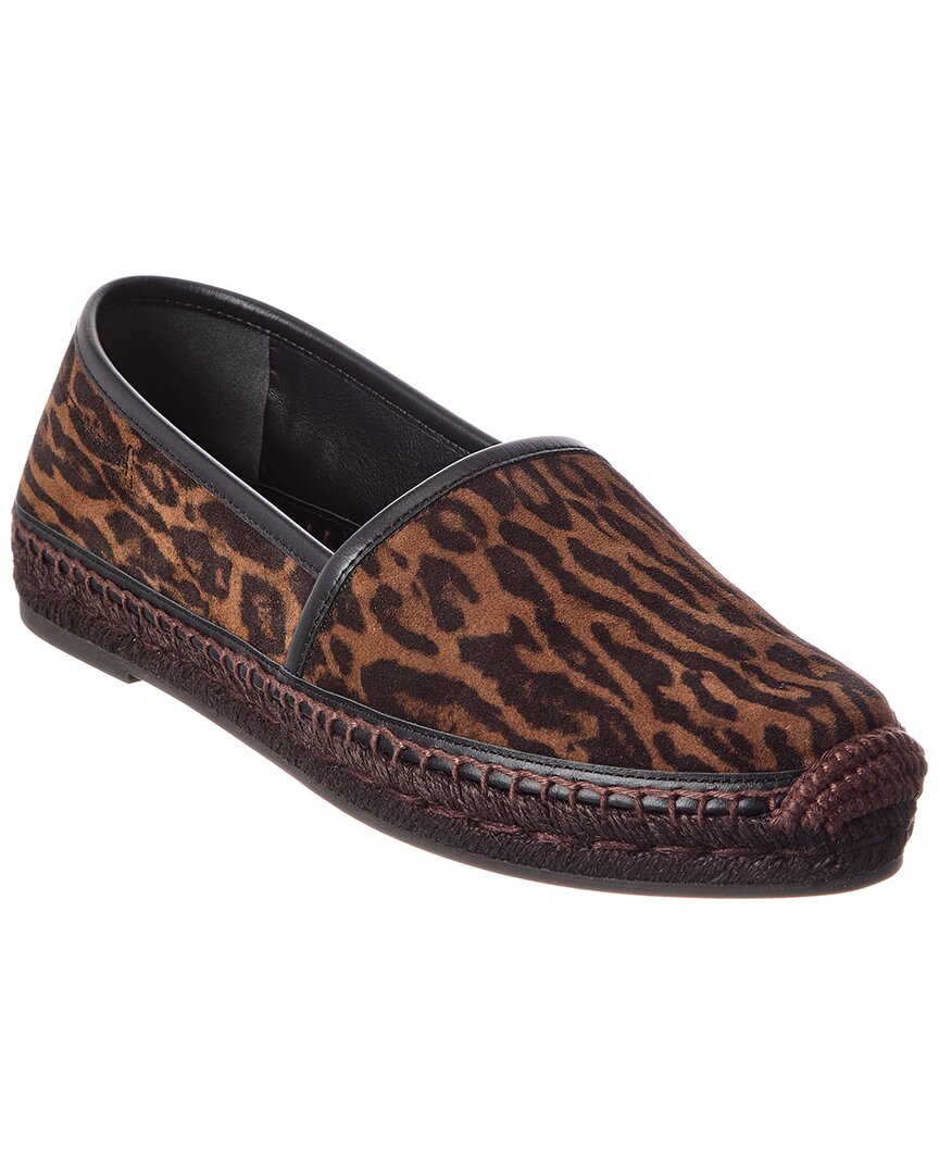 Tom Ford Ocelot Suede & Leather Espadrille In Brown