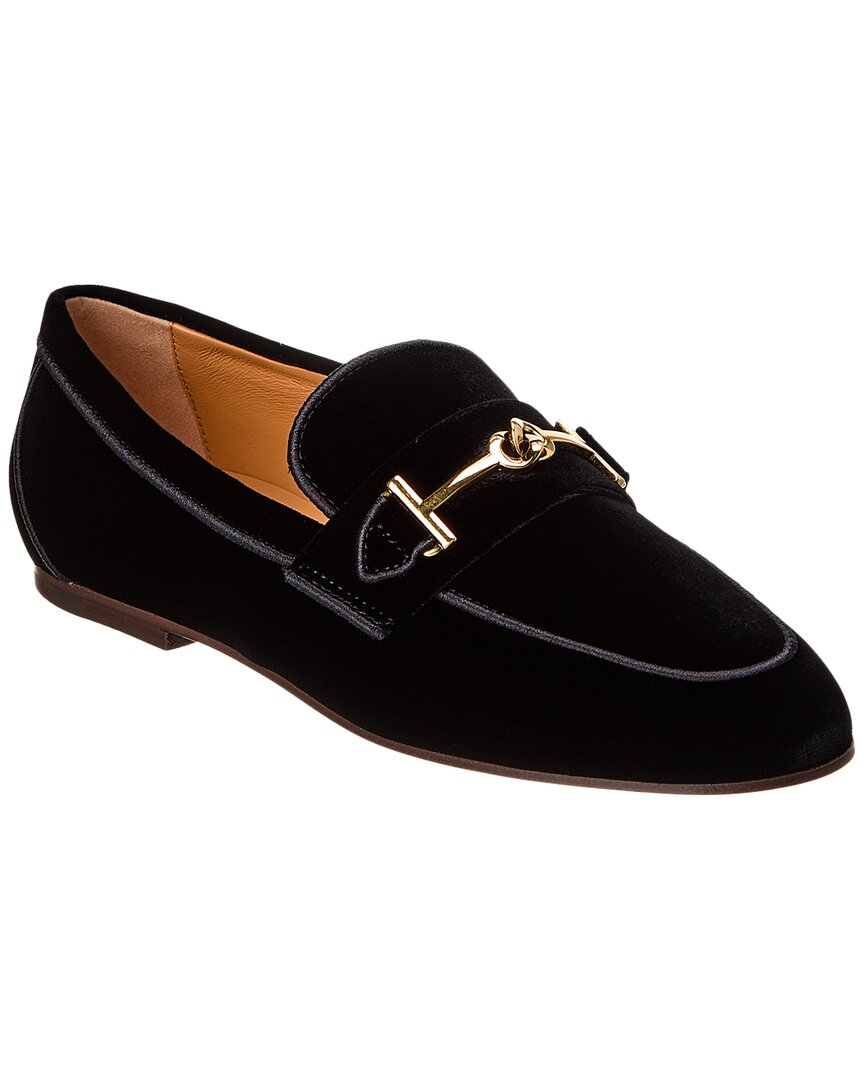 Tod's Men's Leather Loafers Moccasins Double T Black