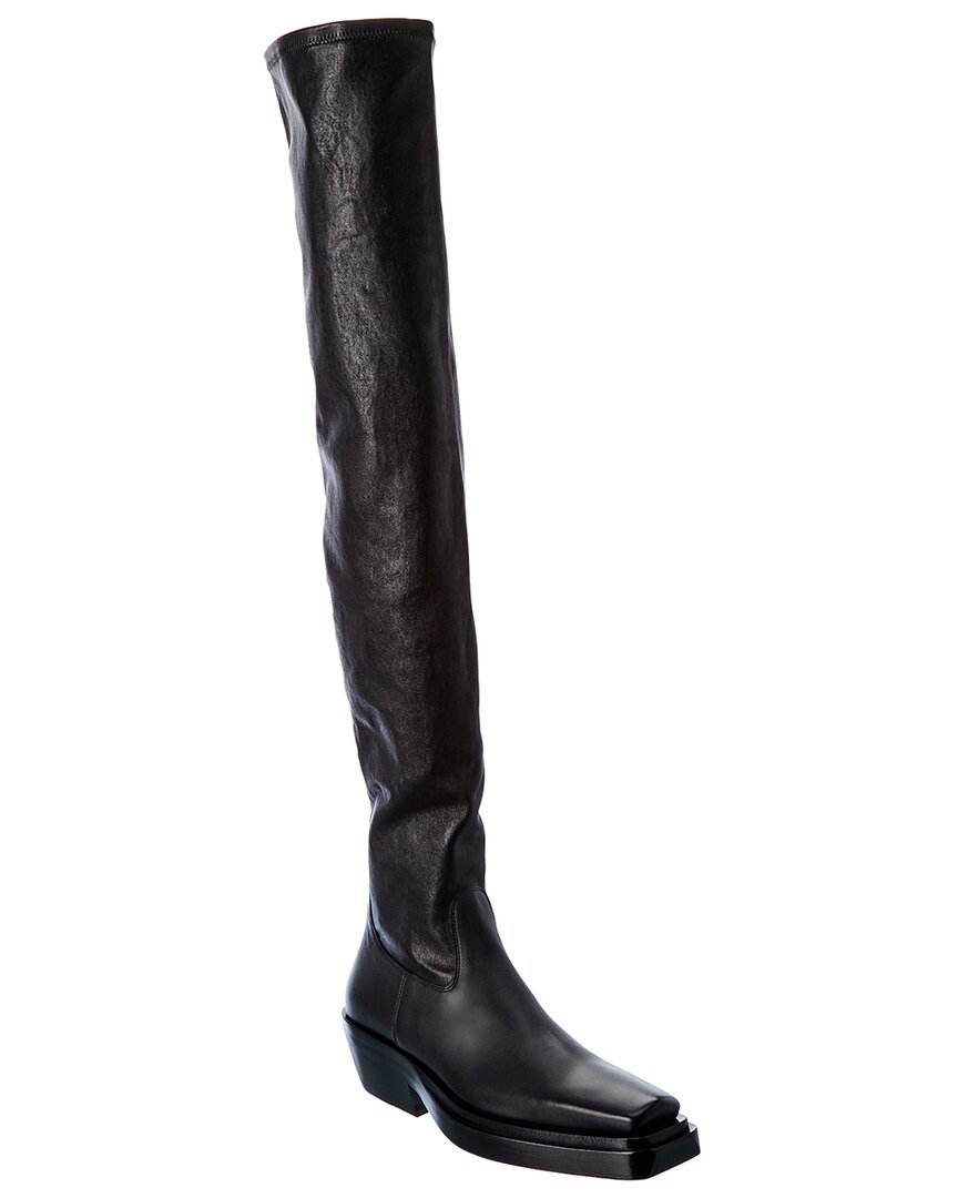 Shop Bottega Veneta The Lean Leather Over-the-knee Boot In Black