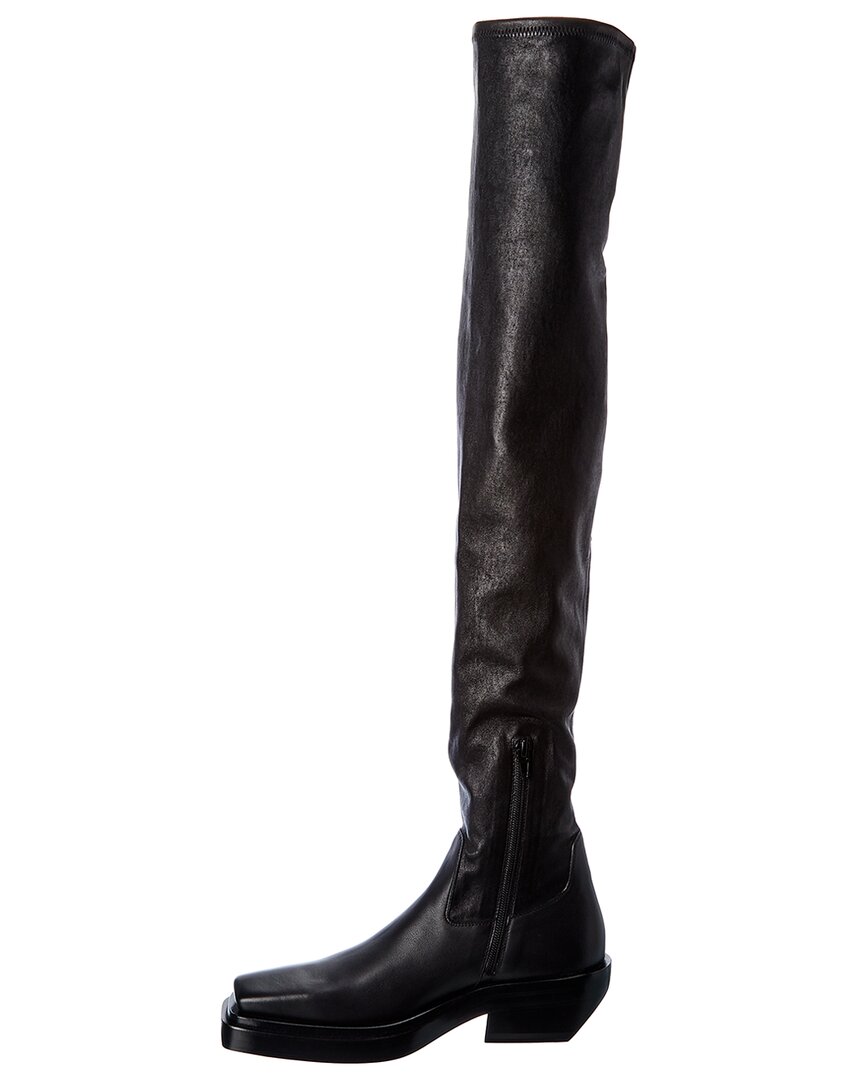 Shop Bottega Veneta The Lean Leather Over-the-knee Boot In Black