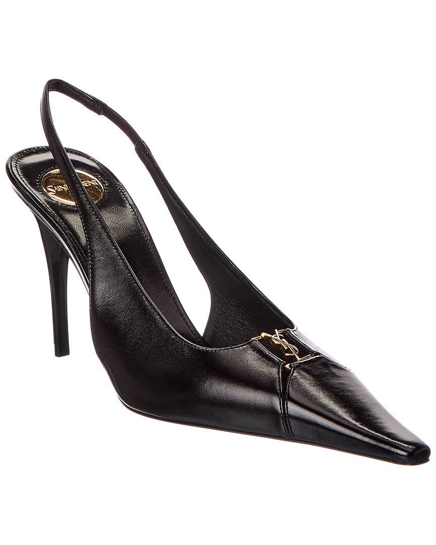 Saint Laurent Babylone 90 Leather Slingback Pump In Black