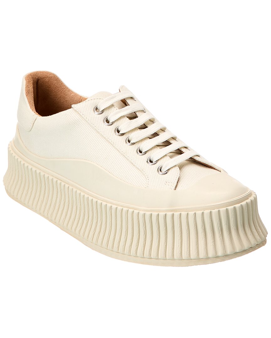 Shop Jil Sander Logo Canvas Sneaker In White