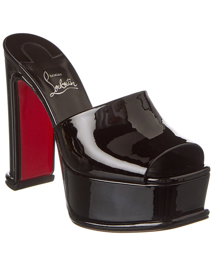 Christian Louboutin Amali Patent Red Sole Platform Mule Sandals In Black