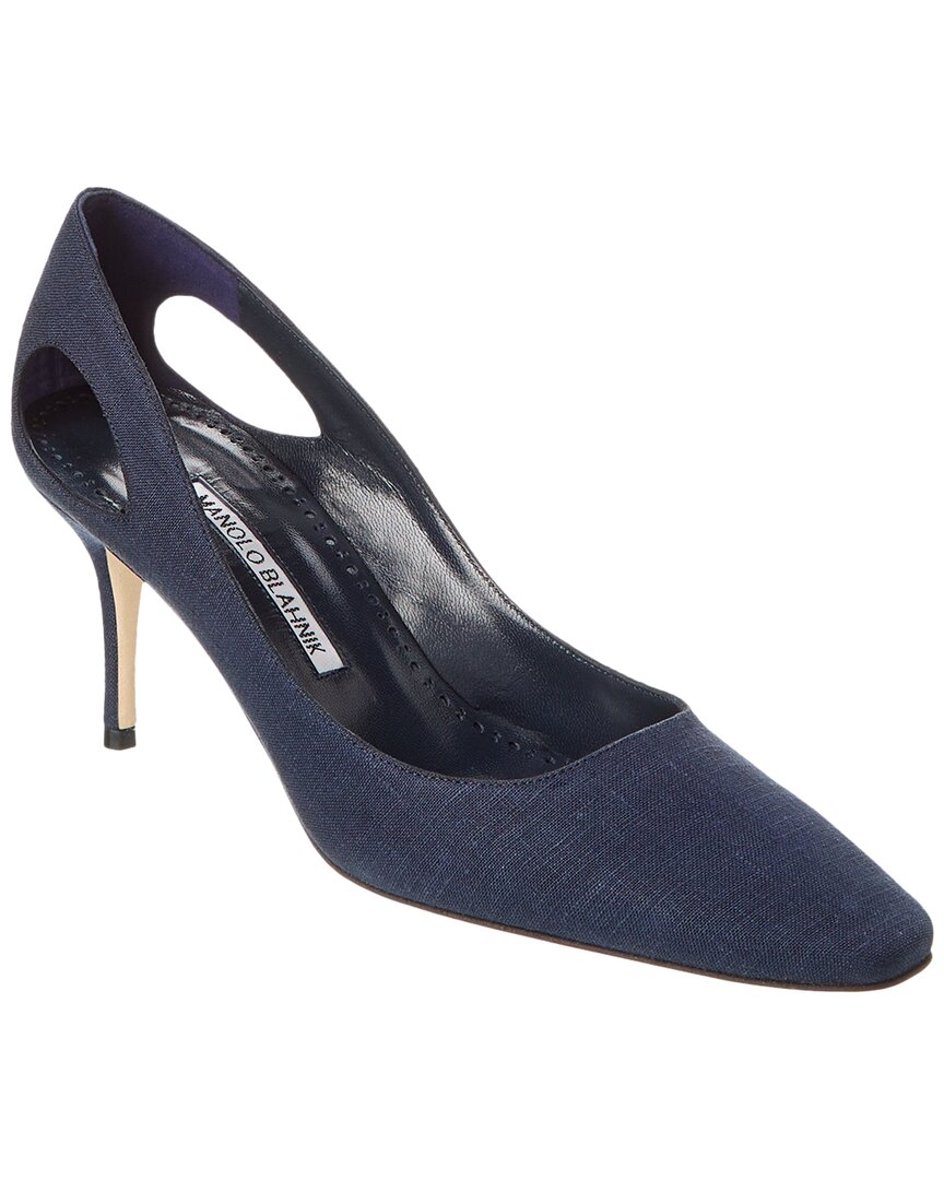 Manolo Blahnik Toplaca 70 Linen Pump In Blue