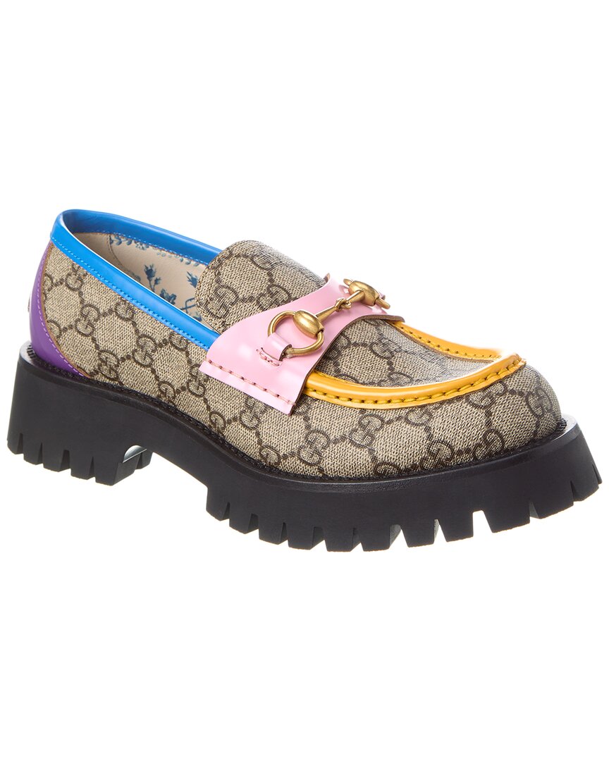 Gucci Gg Supreme Canvas Leather Lug Loafer In Beige ModeSens