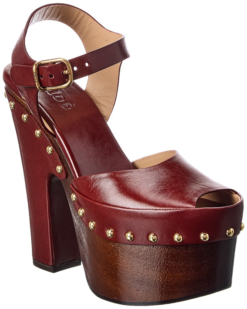 Chloé Gold/Purple Meret Leather Platform Sandal