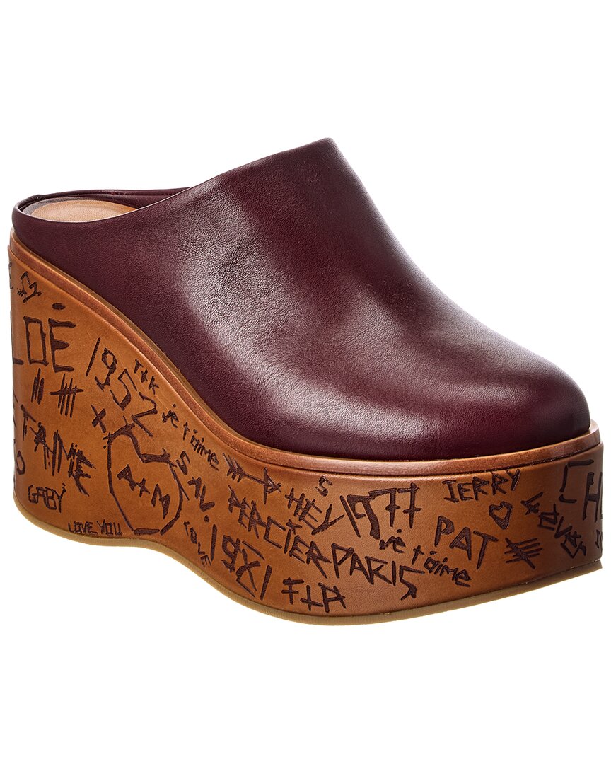 Chloé Purple Maxime Leather Wedge Mule