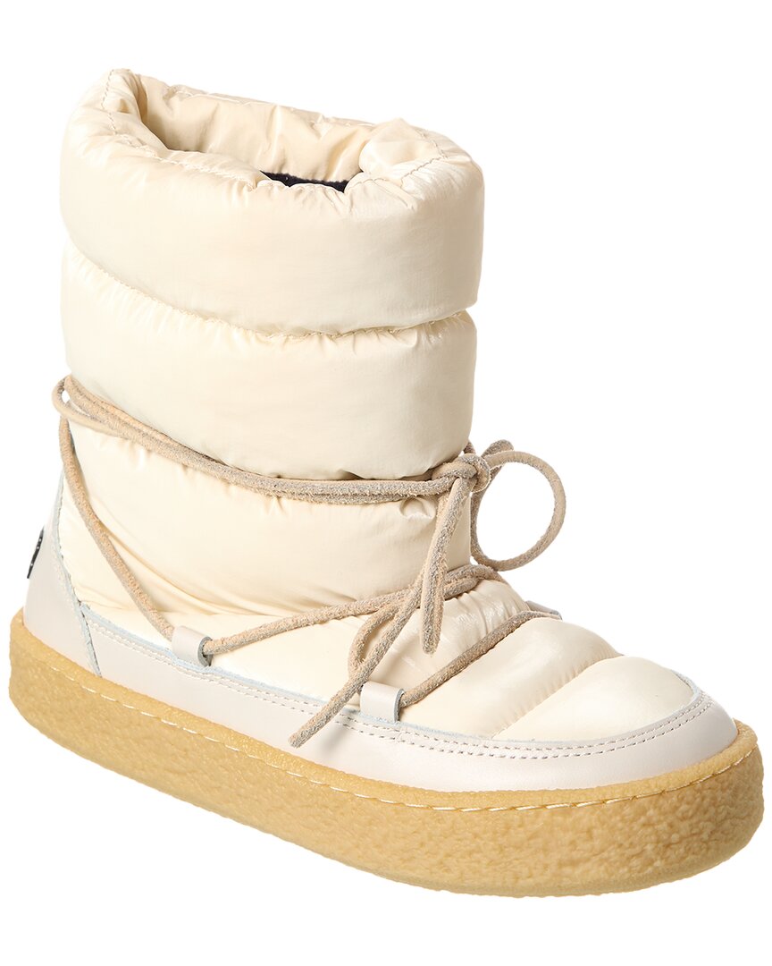 Shop Isabel Marant Zimlee Nylon & Leather Snow Boot In Beige