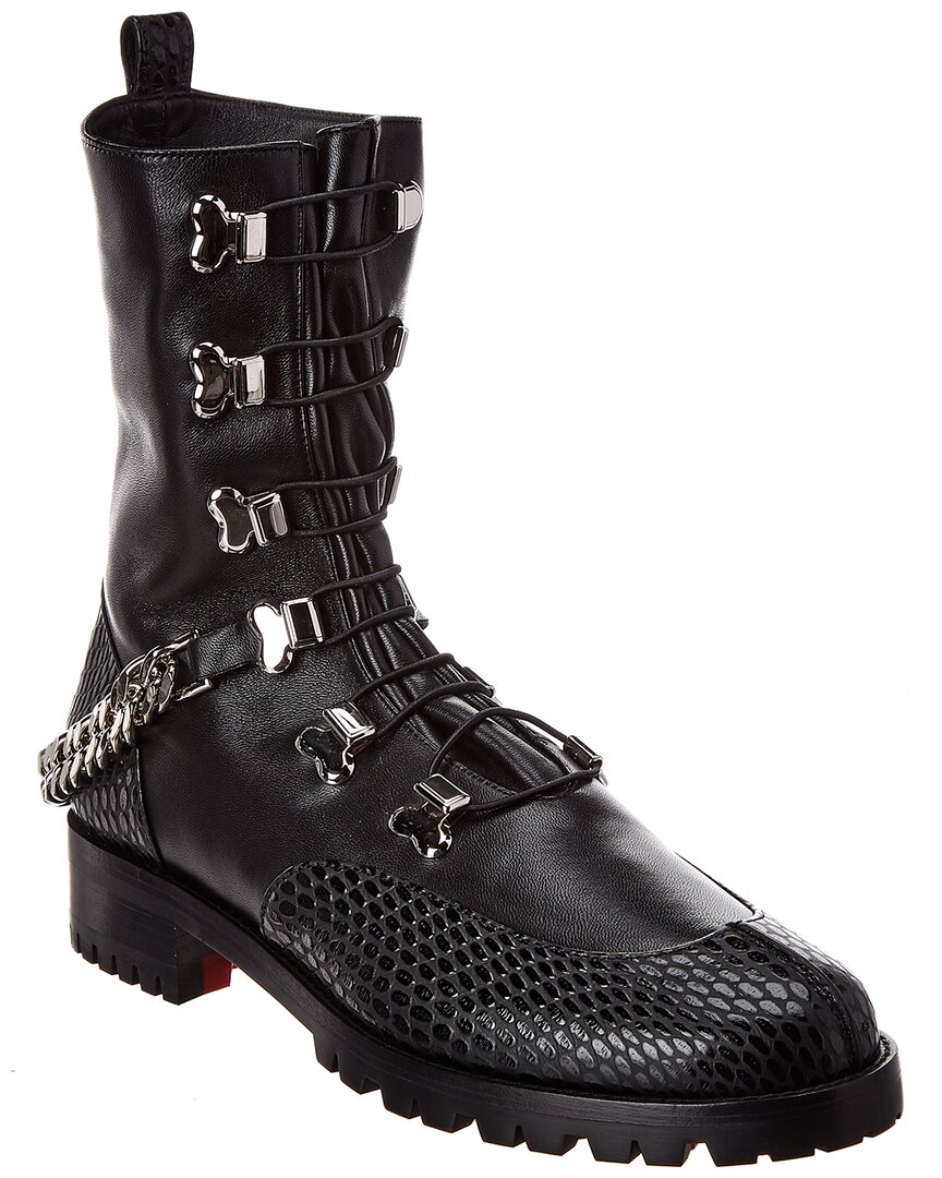 Shop Christian Louboutin Horse Guarda Leather Boot In Black