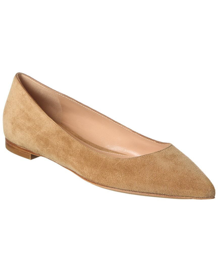 Shop Gianvito Rossi Suede Flat In Brown