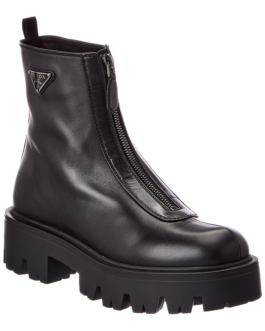 Prada Black Zipper Leather Boot