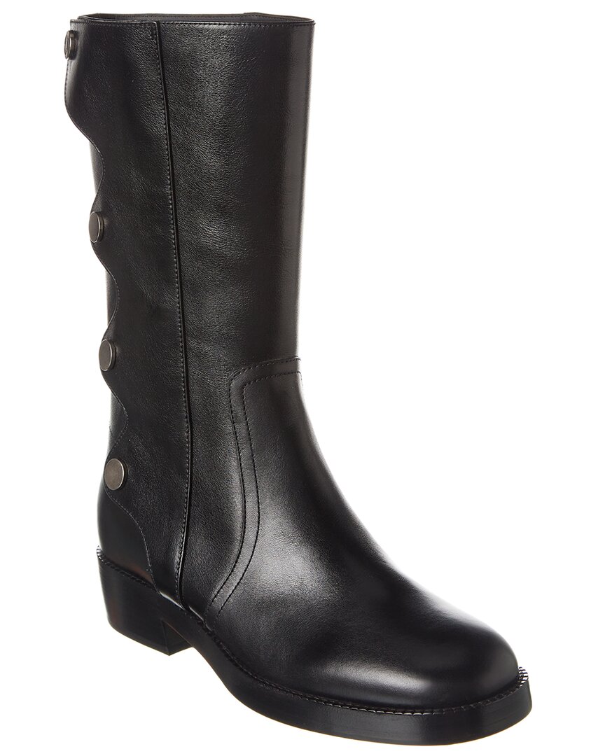 Shop Dior Odeo Leather Boot In Black