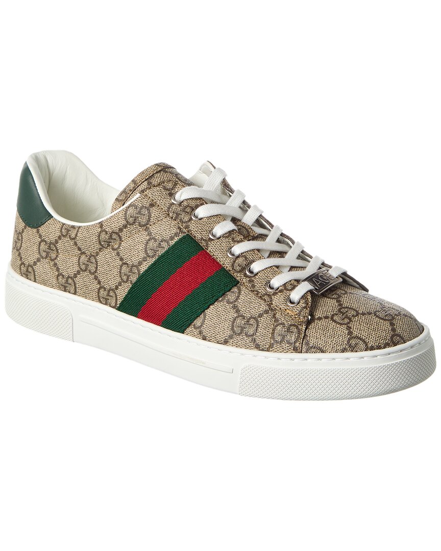 Shop Gucci Ace Gg Supreme Canvas & Leather Sneaker In Green