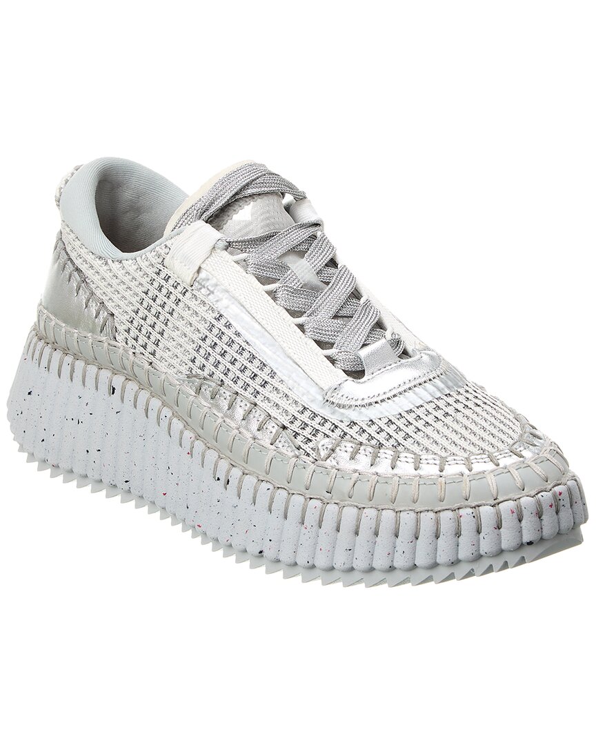 Chloé Nama Stitch Walking Sneakers In Silver