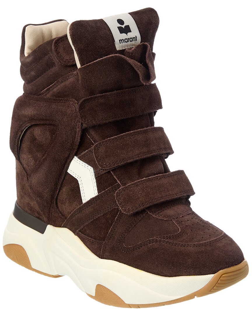 Isabel Marant Women's Brown Balskee High Suede Leather Sneakers With Wedge - Image 4