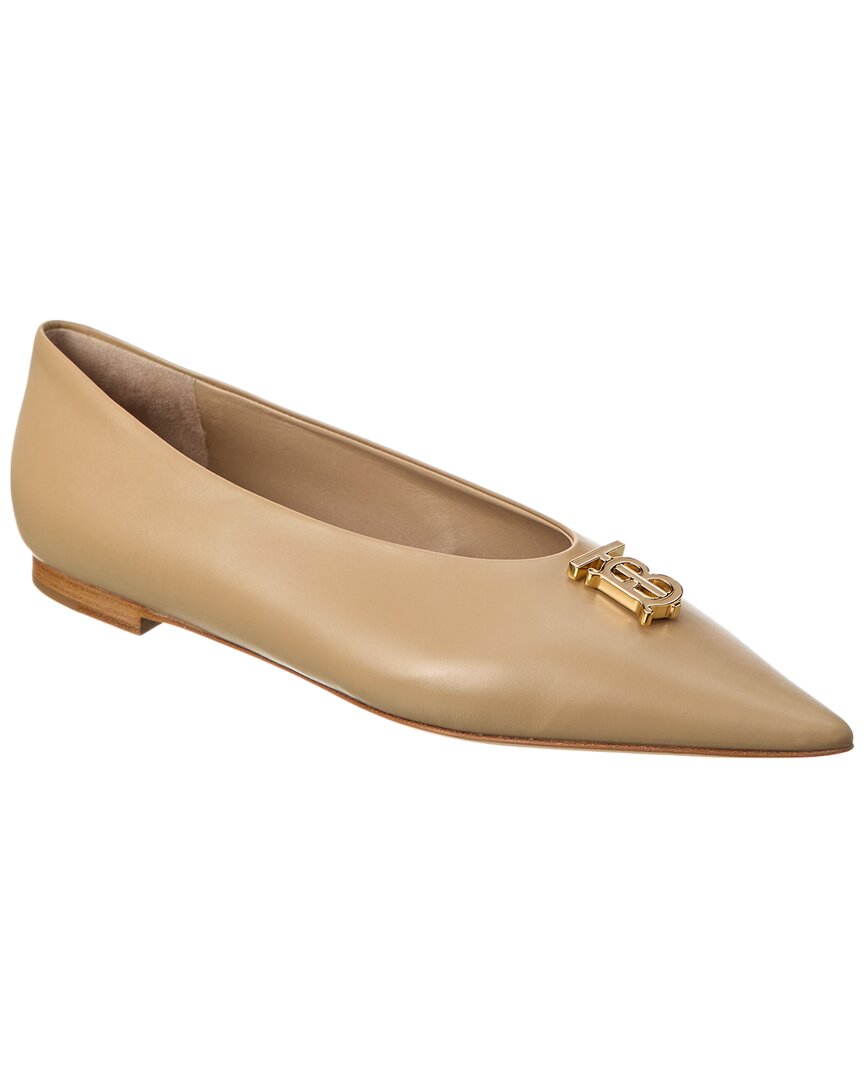 Burberry Ezra Tb Monogram Motif Ballet Shoe In Brown