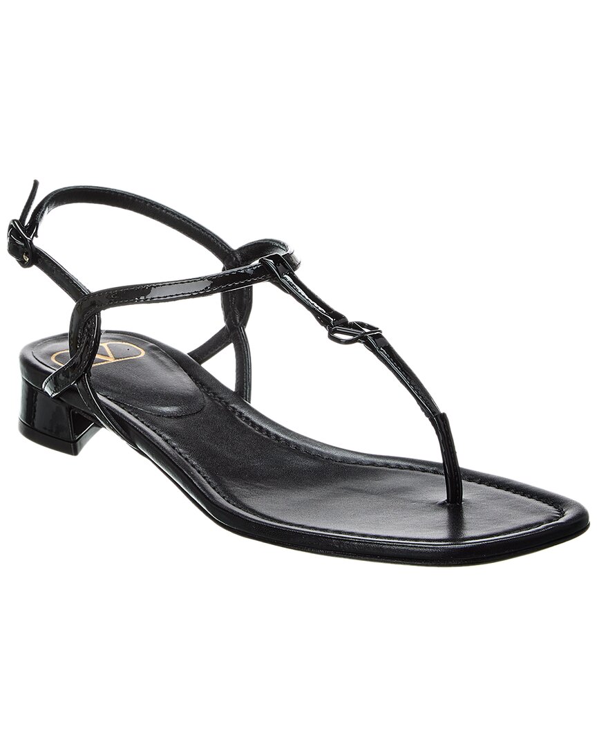 Shop Valentino Vlogo Patent Sandal In Black