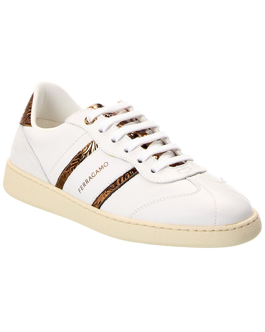 Ferragamo Achille Leather Sneaker In White