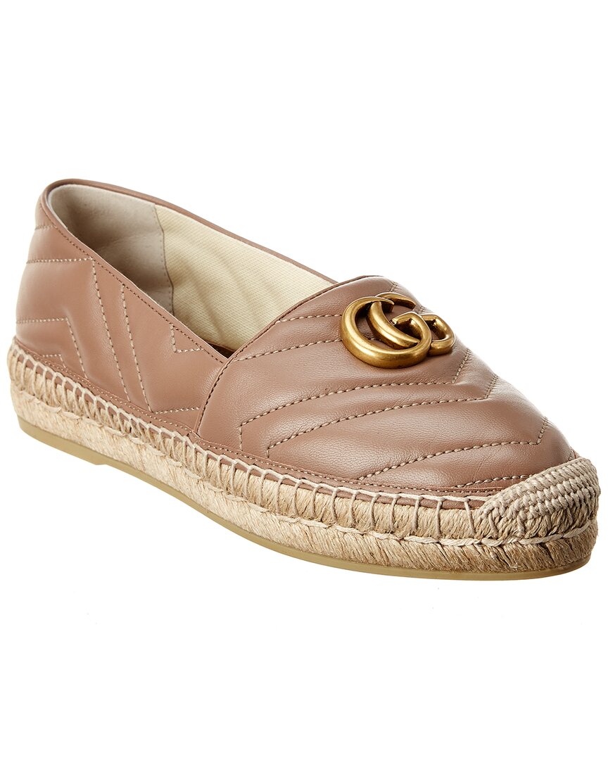 Женские кожаные эспадрильи Gucci Gg Коричневый 38,5