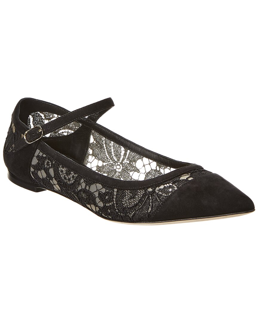 Dolce & Gabbana , Ballerina Shoes, Female, Black, 3 Uk, Black Lace Flats With Leather Sole - Image 3