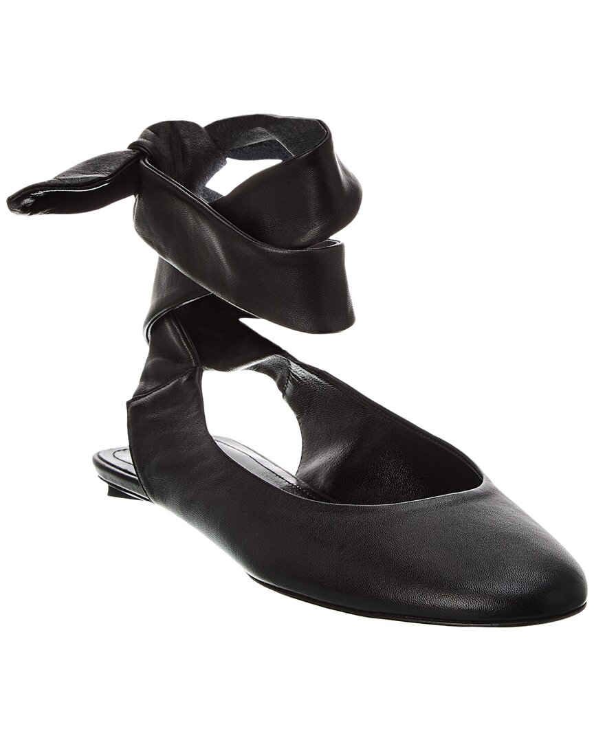 Shop Attico The  Cloe Leather Ballet Flat In Black
