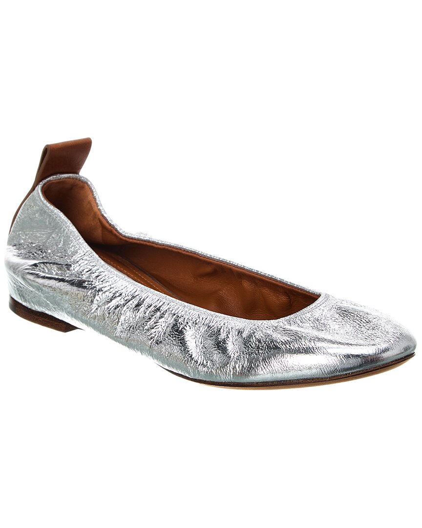 Lanvin Leather Flat In Silver