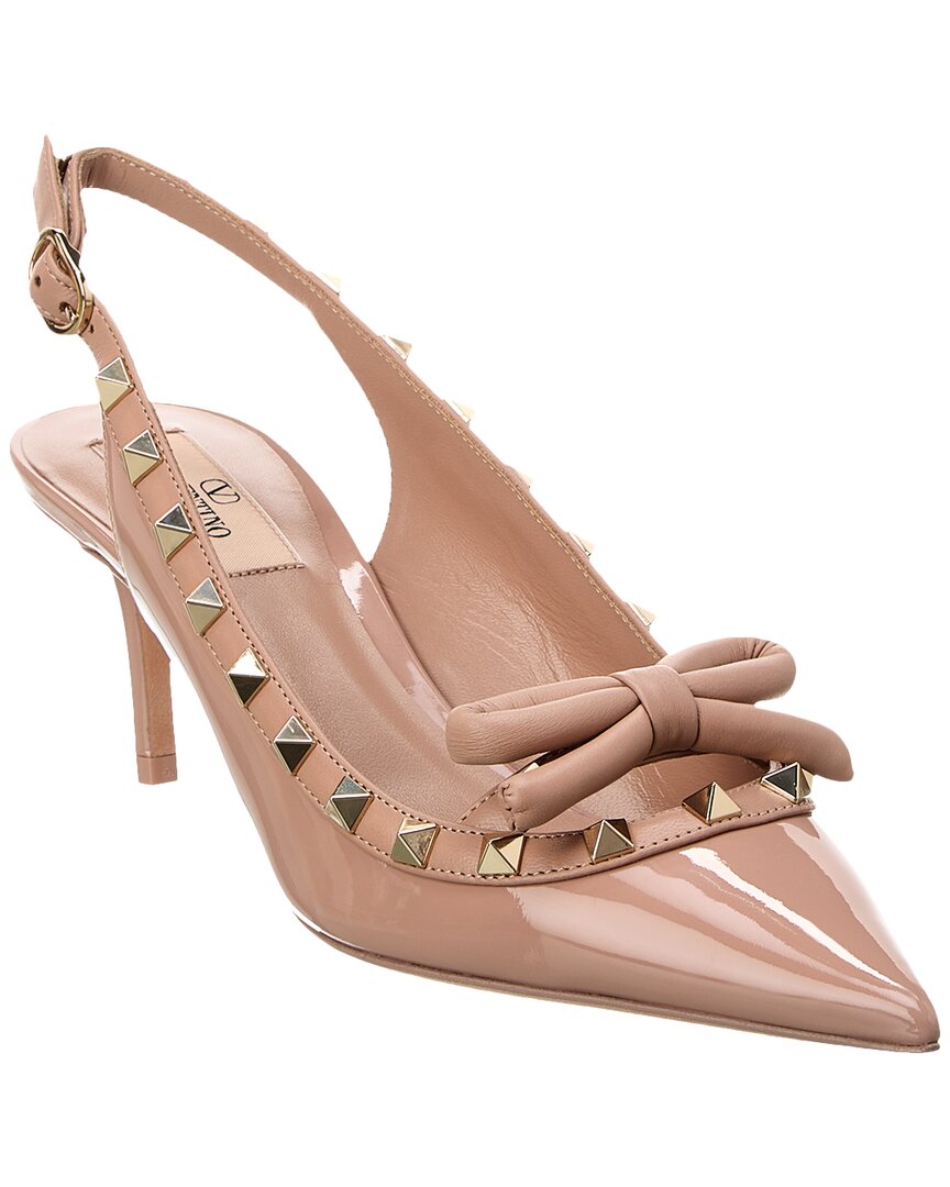 Shop Valentino Rockstud 60 Patent Slingback Pump In Pink