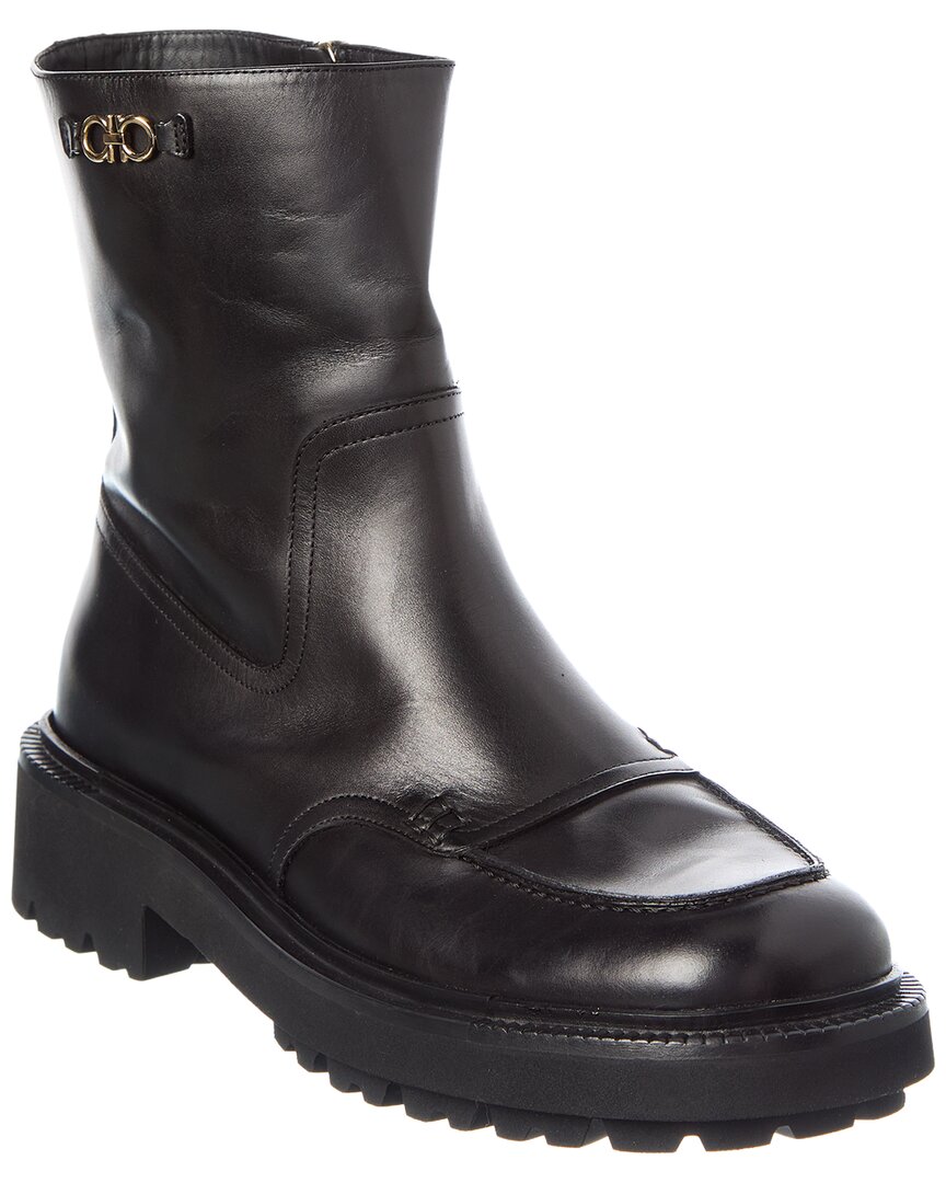 Ferragamo Woman Ankle Boots Black Size 10.5 Leather In Black