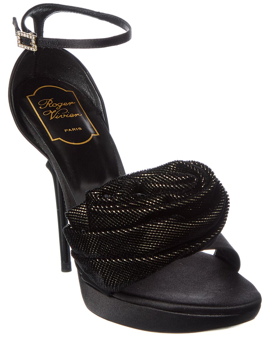 Roger Vivier Rose Satin & Velvet Platform Sandal