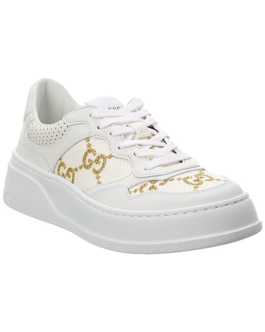 Shop Gucci Gg Canvas & Leather Sneaker In White