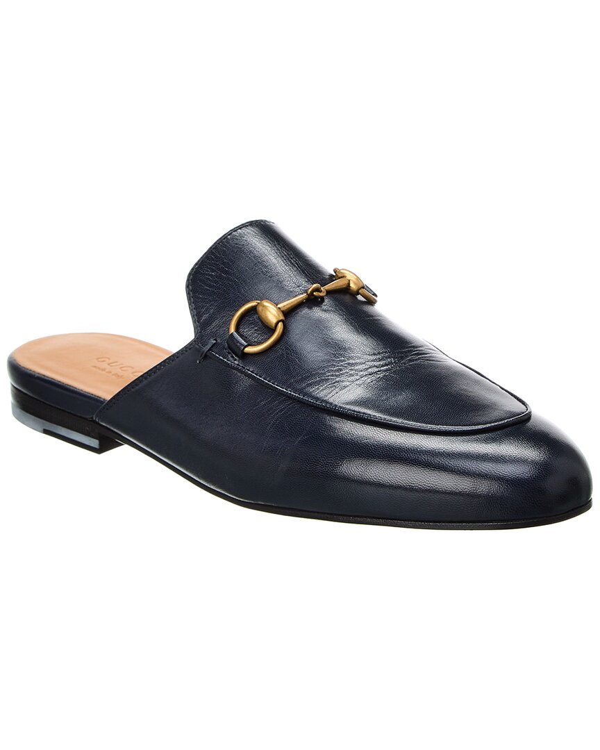 Shop Gucci Princetown Leather Slipper In Blue