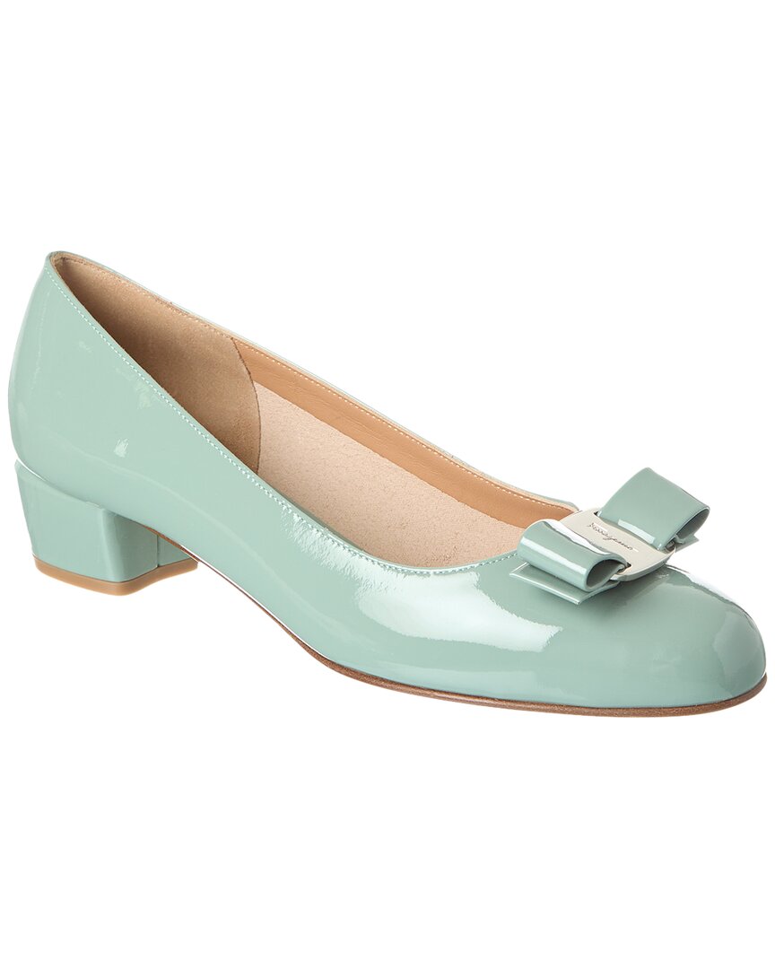 Shop Ferragamo Vara 1 Patent Pump In Green