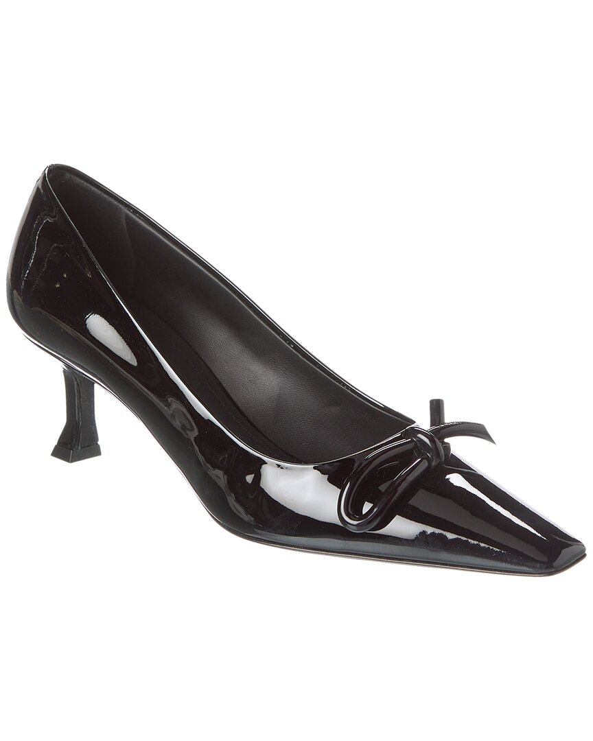 Shop Ferragamo Annie Bow Patent Pump In Black