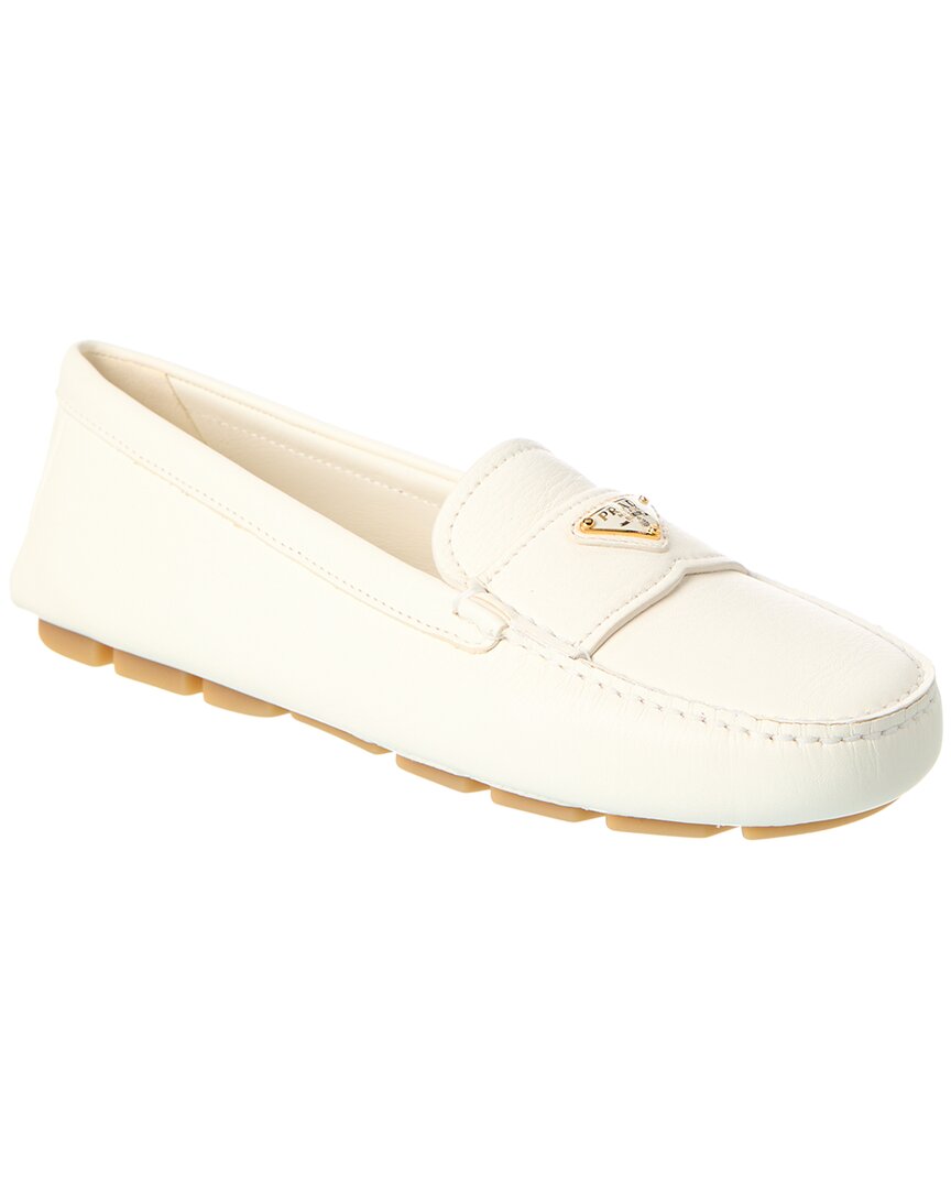 Prada Leather Loafer In White