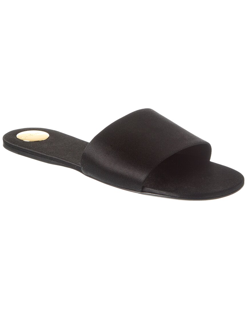 Saint Laurent Carlyle Satin Flat Sandals In Black
