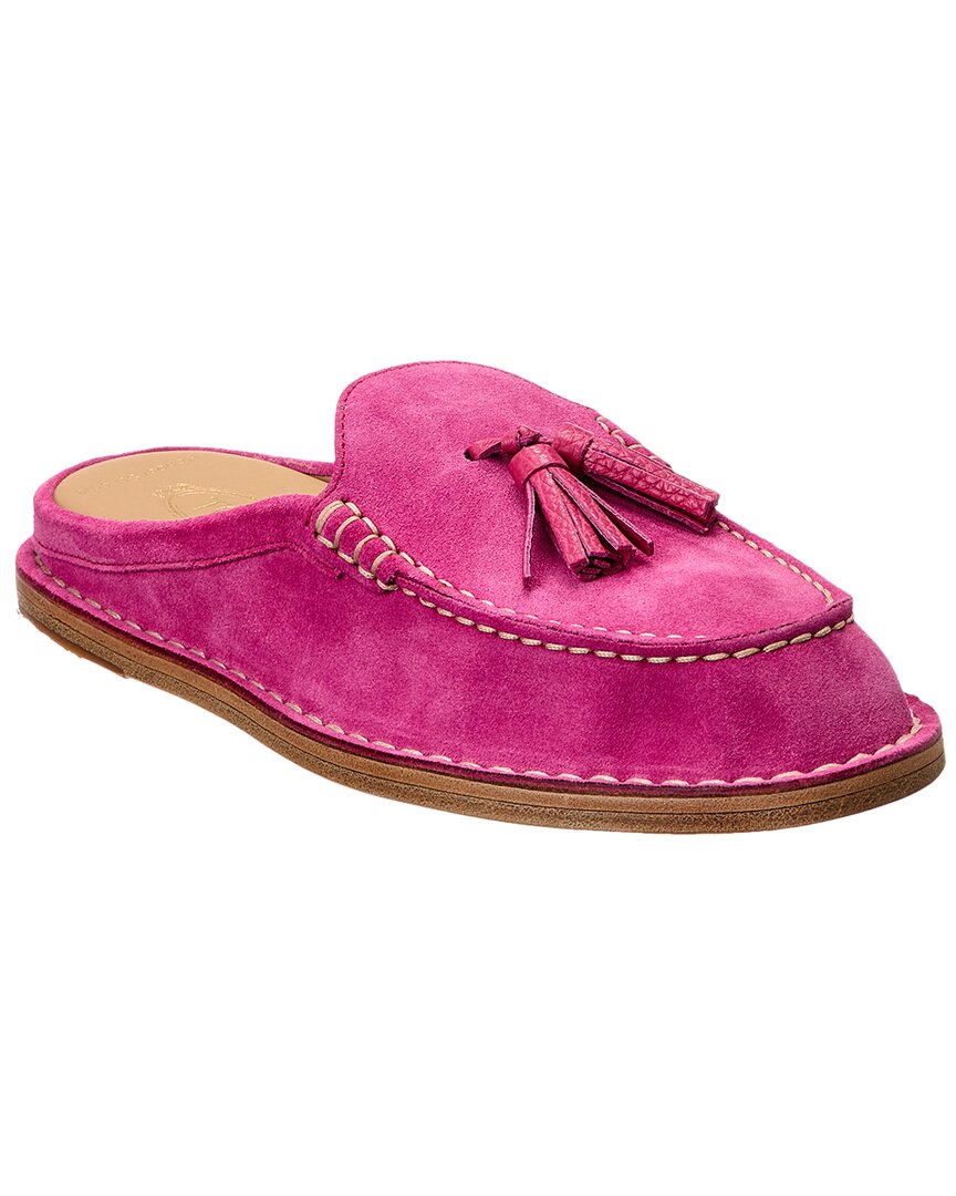 Tod's Logo Fringed Suede Mule In Pink